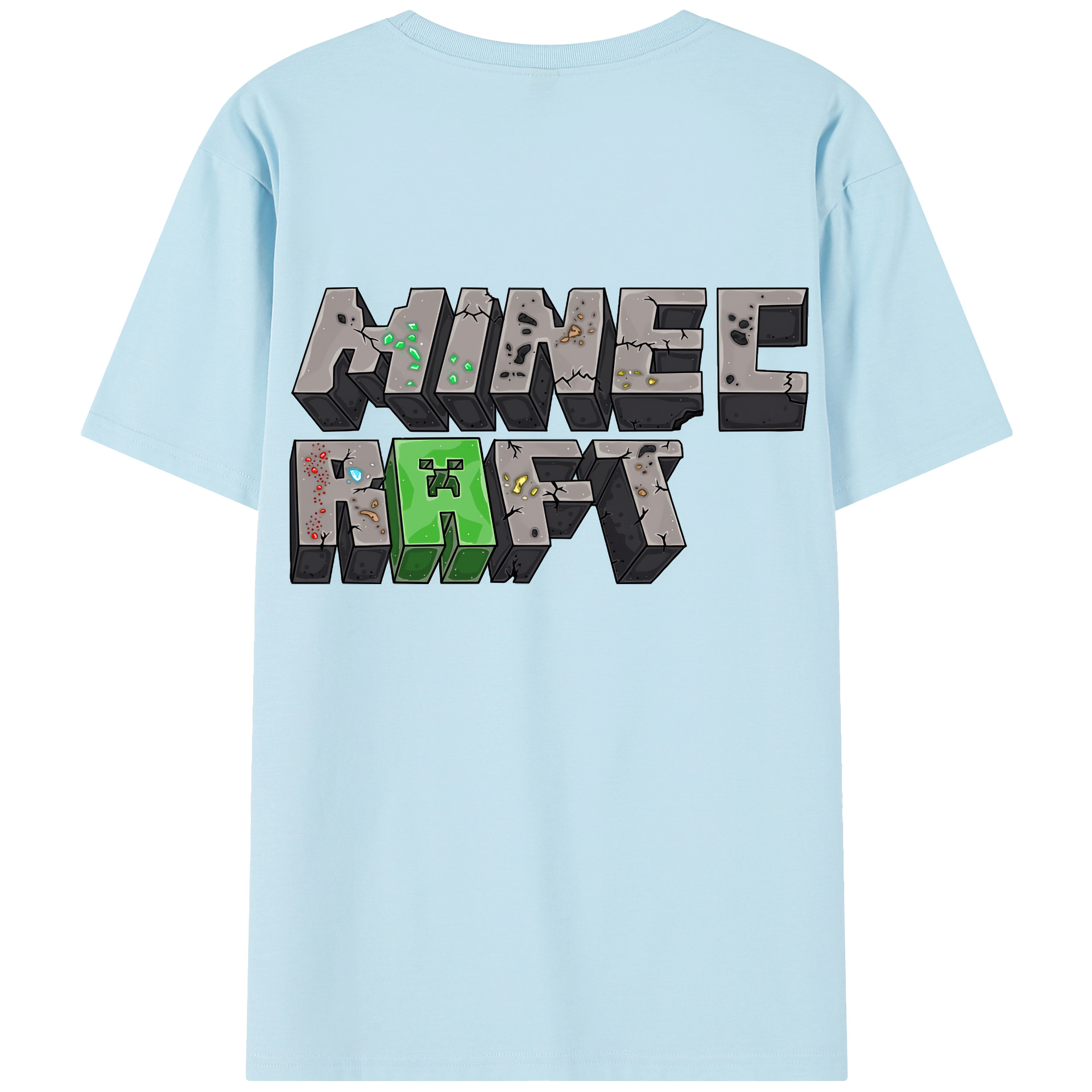 （画像用） マインクラフト ブロックの世界 Minecraft MC Block world 綿100％半袖Tシャツ（背面プリント）